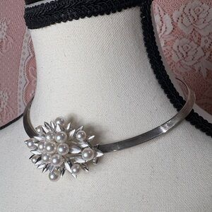 Vintage Sterling 930 Pearl Convertible Necklace / Brooch